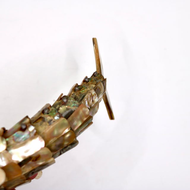 Mid 20th Century Vintage Mexican Articulated Abalone Shell Fish Bottle Opener Sculpture For Sale - Image 5 of 10