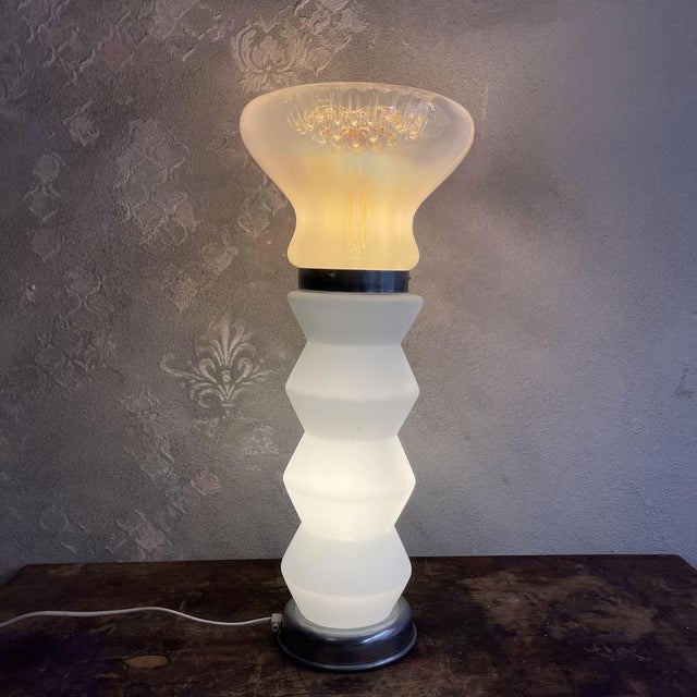 Space Age Murano and Opal Glass Table Lamp attributed to Mazzega, 1980s For Sale - Image 3 of 18