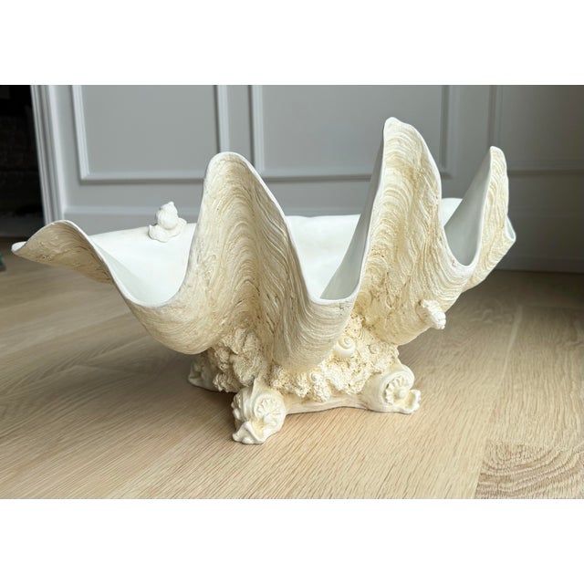 Rare Vintage Winterthur Museum Giant Clam Shell Centerpiece Bowl on Coral Base For Sale - Image 9 of 10