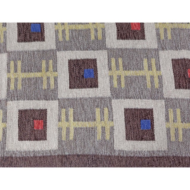 Mid-Century Modern Doris Leslie Blau Vintage Swedish Flat Woven Rug For Sale - Image 3 of 7