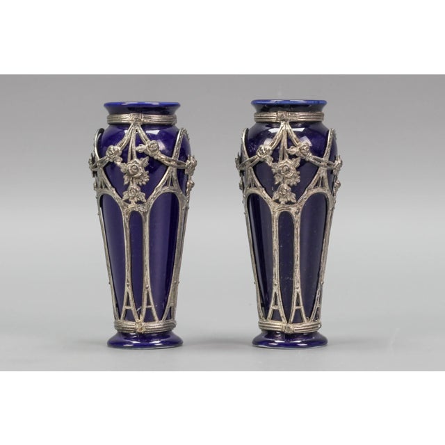 Small Art Nouveau Glazed Ceramic Vases, Set of 2 For Sale - Image 5 of 18