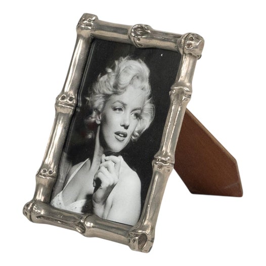 Mid-Century Silvered Faux Bamboo Picture Frame from Maison Baguès, Italy, 1960s For Sale