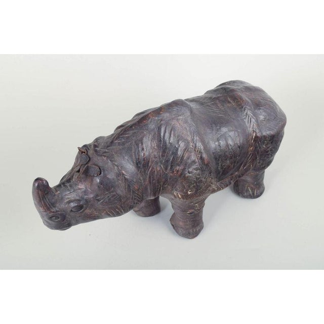 Omersa for Liberty & Co., London – Large Leather Rhino Figure, Mid-20th Century Handmade rhinoceros figure crafted in...