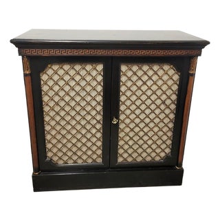 1970s Hollywood Regency Flip-Top Bar Cabinet With Greek Key Detail For Sale