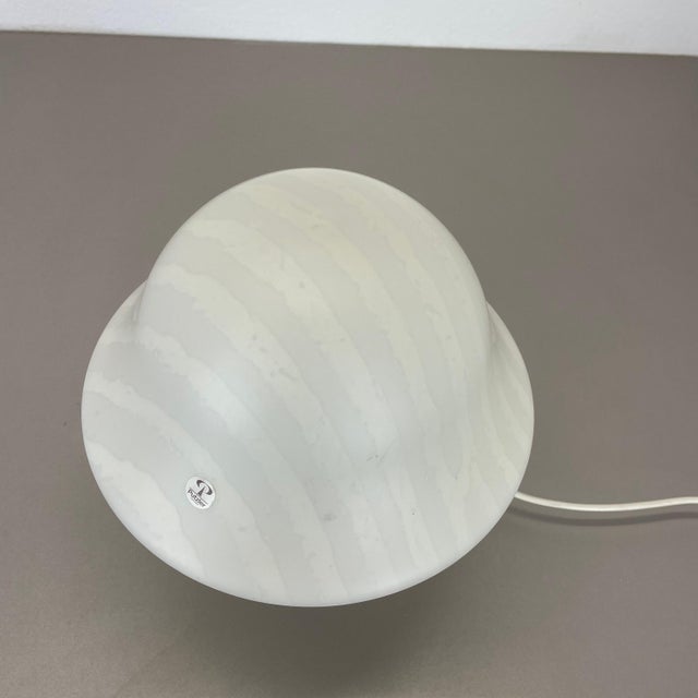Metal Original Glass Mushroom Zebrano Desk Light No2 attributed to Peill & Putzler, Germany, 1970s For Sale - Image 7 of 15