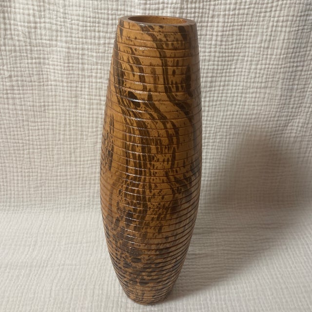 Mid-Century Modern Mid-Century Hand-Turned Spalted Maple Signed Studio Art Vase For Sale - Image 3 of 12