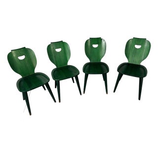 Swedish Green Pine Chairs from Svensk Fur, 1950s, Set of 4 For Sale