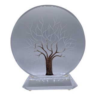 1980s Lucite Acrylic Modern Organic Tree of Life Carved Sculpture by John J Miller For Sale