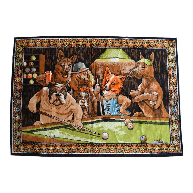 Vintage Dogs Playing Pool Wall Tapestry Wall Rug 49ʺ X 70ʺ Chairish