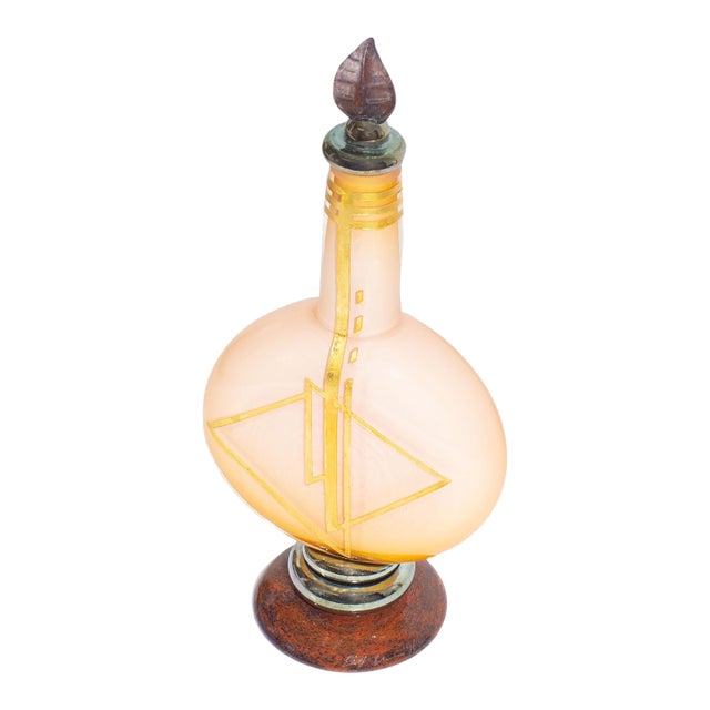 Signed 1996 Art Glass Decanter Bottle by Eric Bladholm For Sale