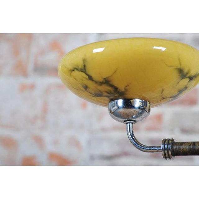 1920s Art Deco Chandelier in Chrome and Beech, Czech, 1920s For Sale - Image 5 of 14