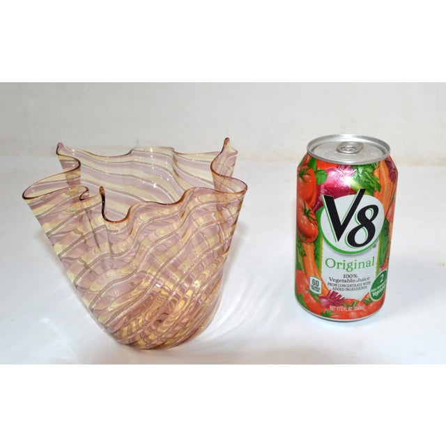 1980s Venini Attributed Bronze, Gold and Clear Fazzoletto Handkerchief Bowl Vase Centerpiece Italy For Sale - Image 5 of 13