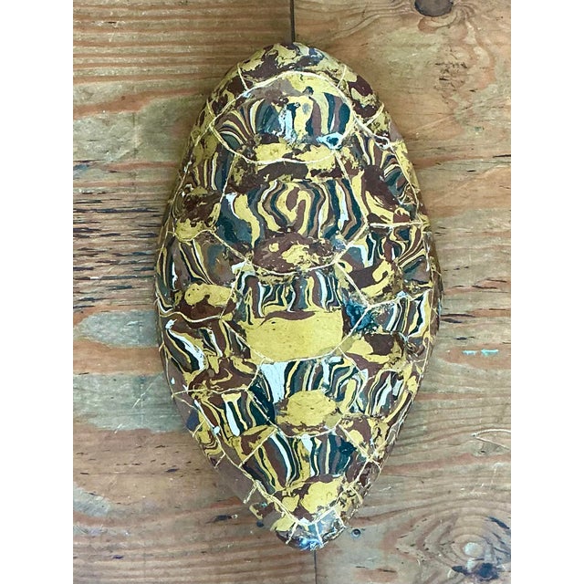 Vintage Italian Scagliola Gilt Tipped Pigmented Plaster Turtle Shell For Sale - Image 10 of 12