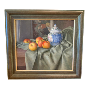 1990s Gerald Norden Original Signed “Apples and China”, Framed