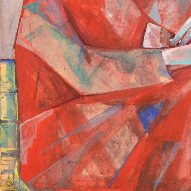 Paper 'Girl in Red' by Carlo Maria Mariani, 1959, Guggenheim, Los Angeles County Museum of Art, Rome, Academy of Fine Arts, Venice Biennale For Sale - Image 7 of 12