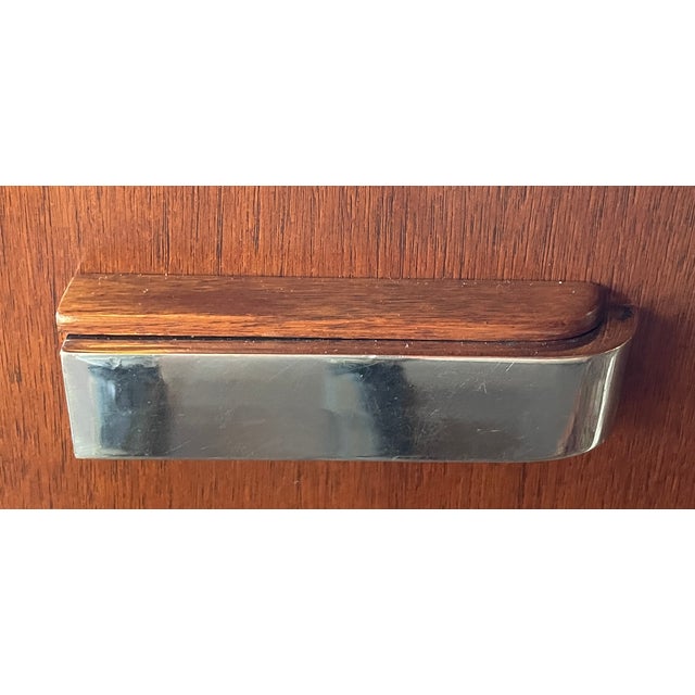 Chrome French Geometric Art Deco Rose Wood and Chrome Executive Desk W/ Bookshelves For Sale - Image 8 of 17