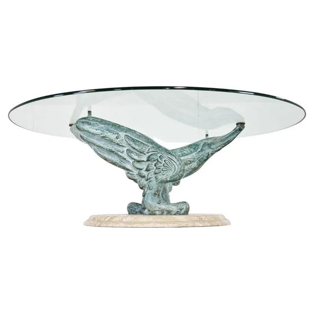 Travertine & Bronze Coffee Table, 1980s For Sale - Image 11 of 11