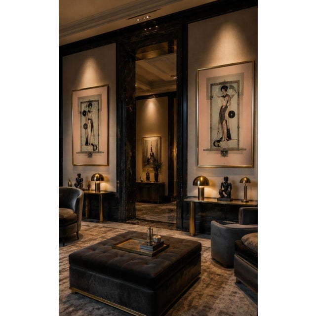 Late 20th Century Monumental Kinder-Harris “Harpers” Art Deco Revival Diptych Installation | Signed Barbour | Style No. 5497-10 For Sale - Image 12 of 12