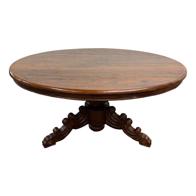 Antique French Renaissance Revival Victorian Renaissance Solid Oak Dining Table For Sale