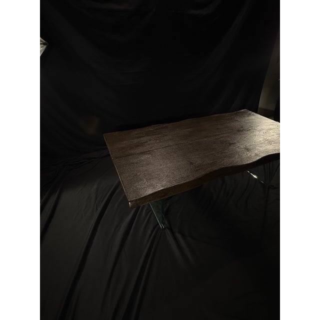 Modern Live Edge-Style Coffee Table With Glass Panel Legs For Sale - Image 4 of 10
