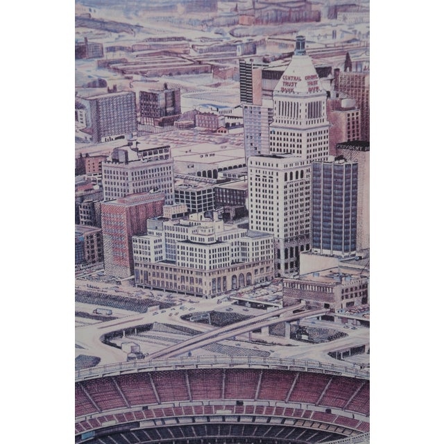 Late 20th Century Steve Ford Signed Riverfront Stadium Cincinnati Reds Bengals Lithograph 33" For Sale - Image 11 of 13