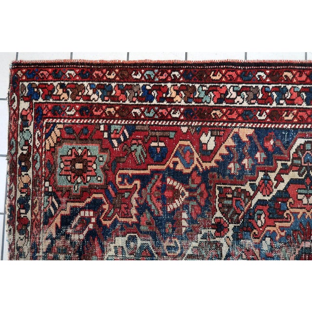 1920s 1920s, Antique Persian Hamadan Rug, Distressed Geometric Medallion, 4 X 6 For Sale - Image 5 of 11