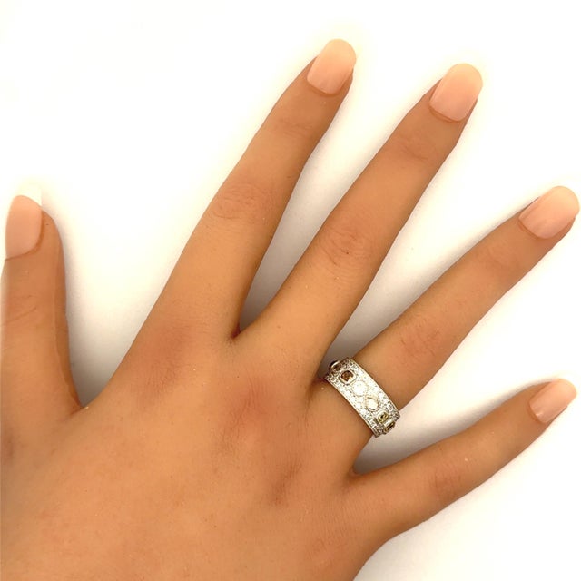 Early 21st Century Diamond Platinum & 18k Gold Pave Band, Size 6 For Sale - Image 5 of 5