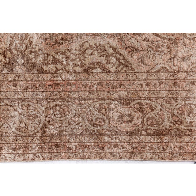 Brown Vintage Persian Tabriz Brown Handmade Wool Rug For Sale - Image 8 of 11