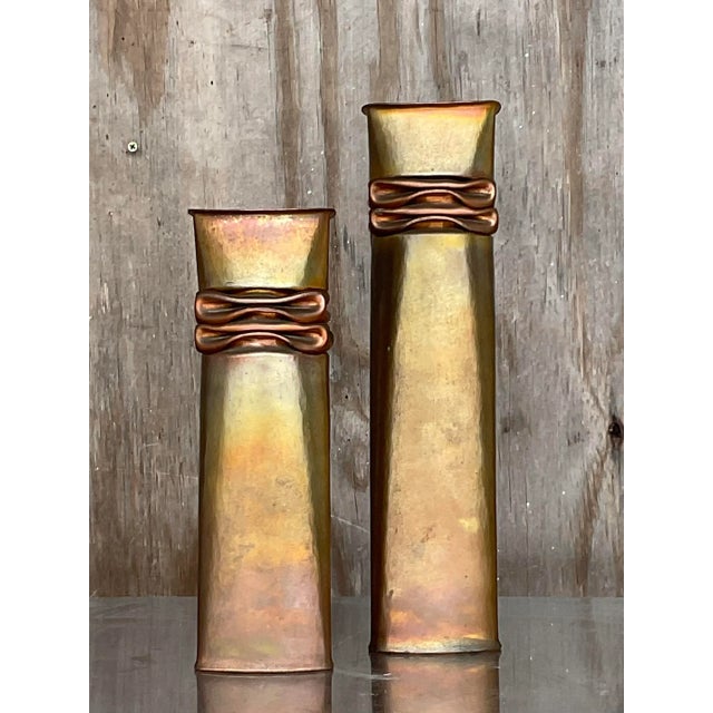 Vintage Thomas Roy Markusen Sculptural Metal Vases – Set of 2 For Sale - Image 10 of 13