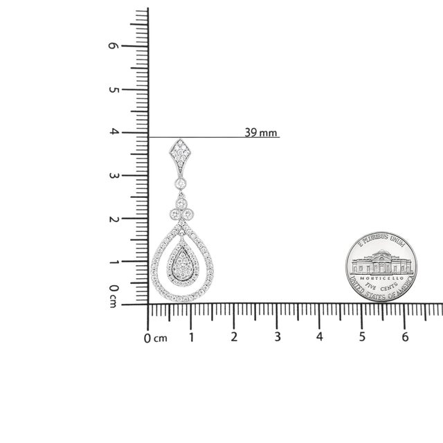 18K White Gold 1 1/4 Cttw Round Diamond Openwork Teardrop-Shaped Dangle Earrings (F-G Color, VS1-VS2 For Sale In New York - Image 6 of 6