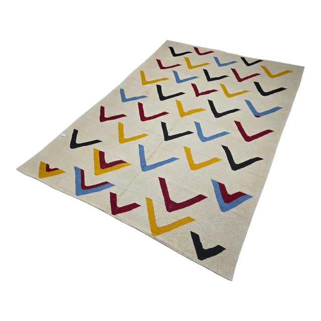 Textile Hand-Woven Wool Art Rug After Alexander Calder "Boomerangs" For Sale - Image 7 of 13