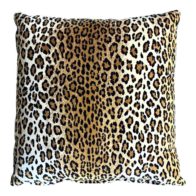 Vintage Boho Leopard Velvet Pillow For Sale