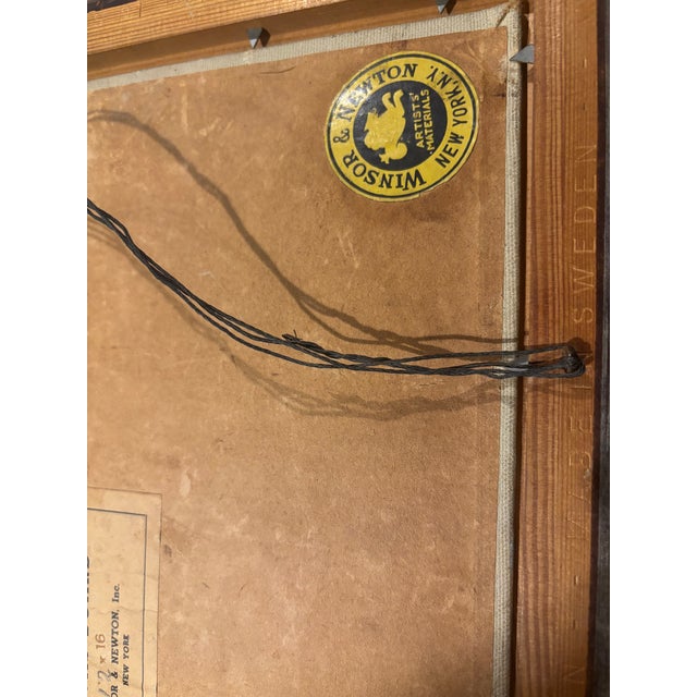 Paint Vintage Portrait of a Man | Original Oil Painting on Swedish Board | Winsor & Newton, New York Provenance | C. 1950s | 18” X 14” Framed For Sale - Image 7 of 7