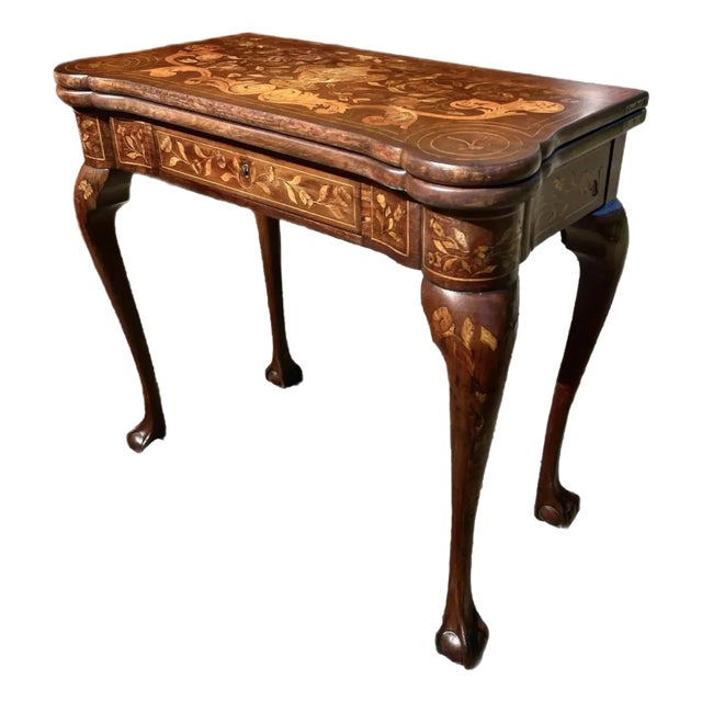 18th C. Dutch Marquetry Game Table For Sale