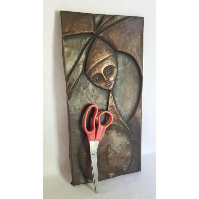 Figurative 1960s Copper Bas Relief Panel by R. Verzolini, Wall Art For Sale - Image 3 of 10