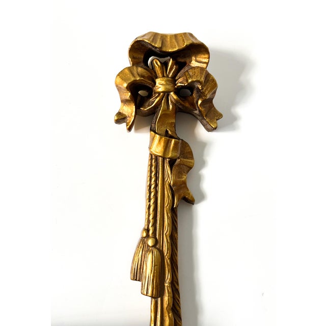 Hollywood Regency 20th C. Italian Gilt Resin Tassel Swag Brackets – A Pair – Rococo Revival / French Hollywood For Sale - Image 3 of 10