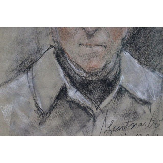 Japanese School Artist, Portrait of a Gentleman in Montmartre, Paris, 1972, Mixed Media on Paper For Sale - Image 11 of 15