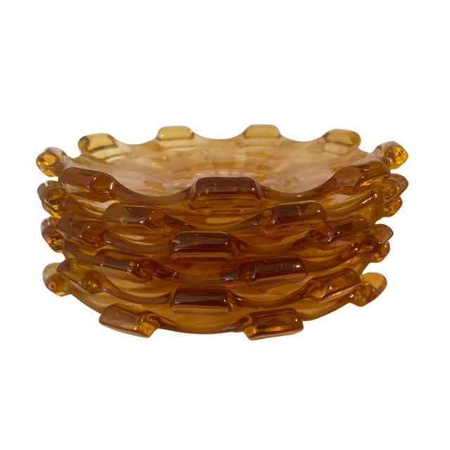 1920s Art Deco Rosice Sklo Union by Stölzle Dessert Plates - Set of 6 For Sale - Image 4 of 7