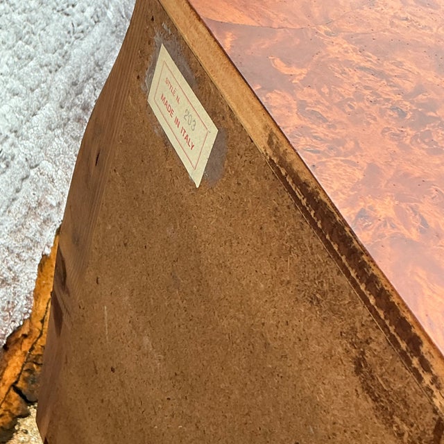 Sienna Vintage Italian Burl Wood Commode For Sale - Image 8 of 8