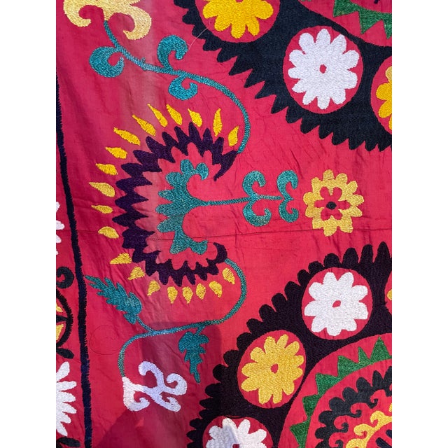 Red Gorgeous Suzani Textile For Sale - Image 8 of 9
