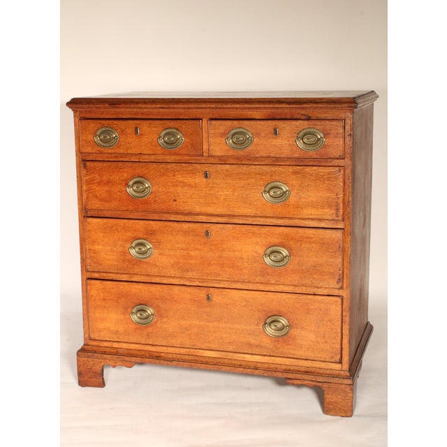 Hepplewhite Antique George III Style Oak Chest of Drawers For Sale - Image 3 of 12