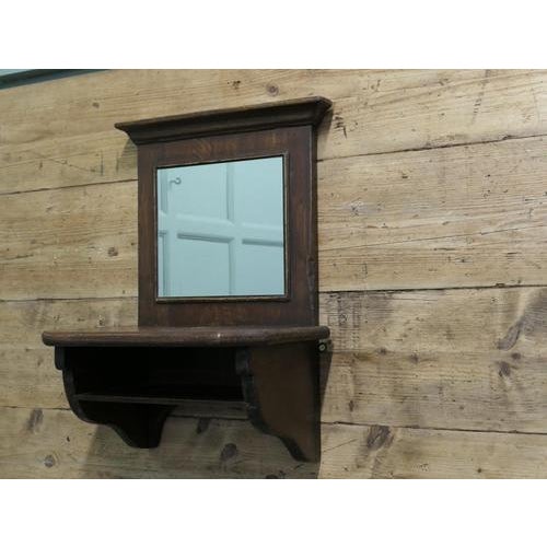 Oak Wall Hanging Mirror with Shelf, 1920 For Sale - Image 3 of 8