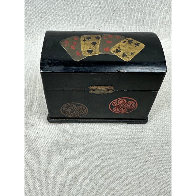 Fabulous vintage playing card box. Hand painted. Comes with two sets of cards (have not checked if they are complete)....