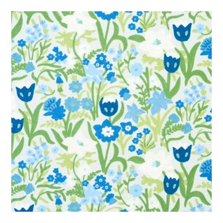Schumacher Crewel Garden Fabric in Sky For Sale