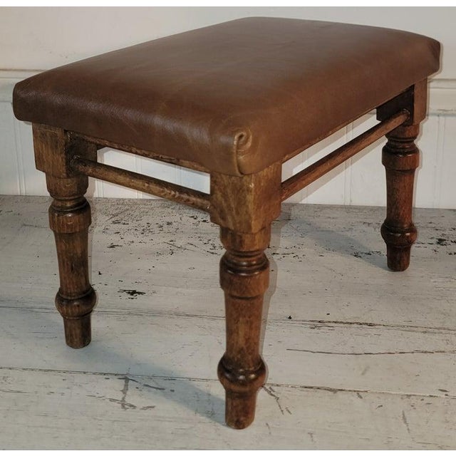19th Century Leather Footstool For Sale - Image 4 of 7