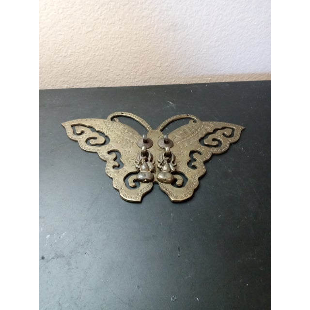 1940s Ornate Brass Butterfly Door Knocker For Sale - Image 4 of 5