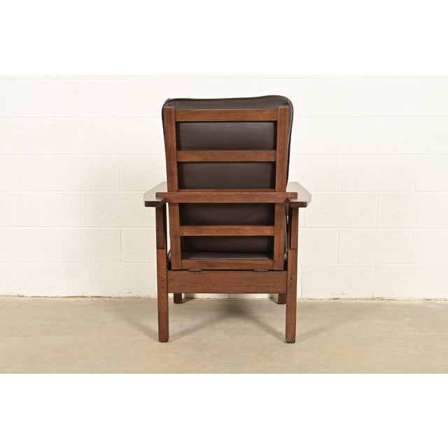 Lifetime Furniture Antique Mission Oak Arts & Crafts Open Arm Reclining Morris Lounge Chair, Circa 1910 For Sale - Image 10 of 12