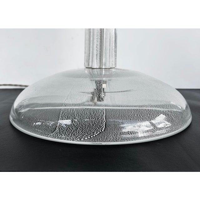1980s Italian Seguso Silver-Infused Blown Murano Glass Floor Lamp With Fabric Shade For Sale - Image 9 of 10