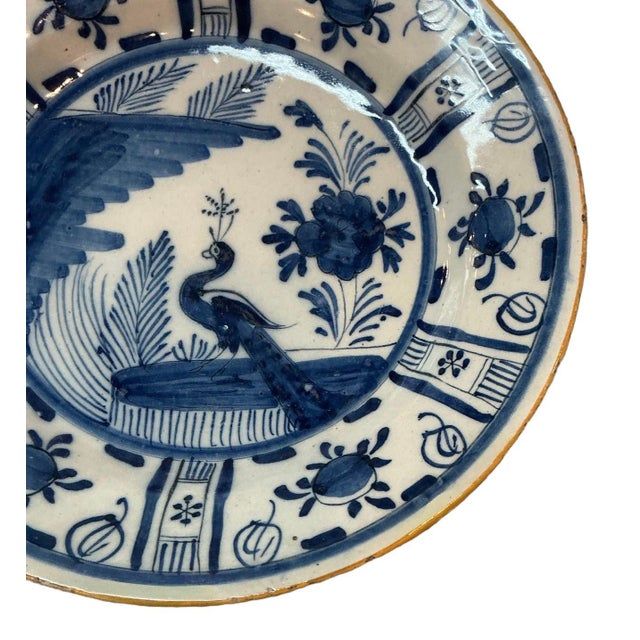 18th Century Delft Platter With Peacock For Sale - Image 4 of 8
