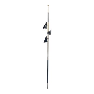 Mid-Century Modern Tension Rod Floor-To-Ceiling Three Light Lamp For Sale